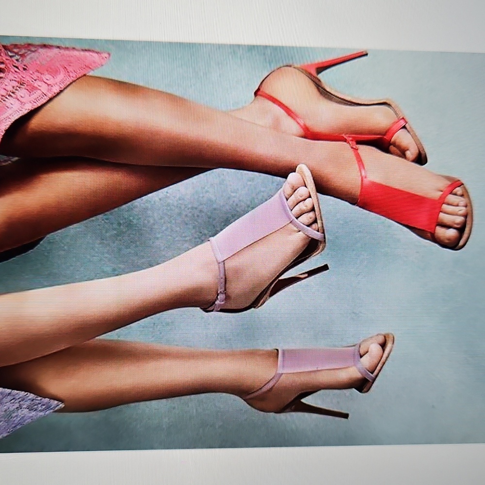 BURBERRY: Red Open Toe T-Strap Sandals